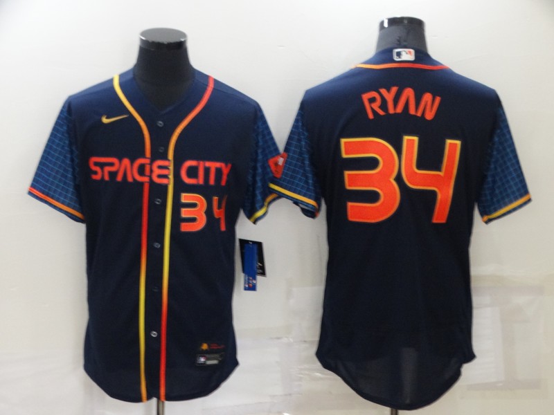 Men's Houston Astros #34 Nolan Ryan 2022 Navy City Connect Flex Base Stitched Baseball Jersey